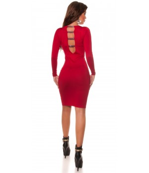 Μιντι Κόκκινο Φόρεμα με σχέδιο στην πλάτη